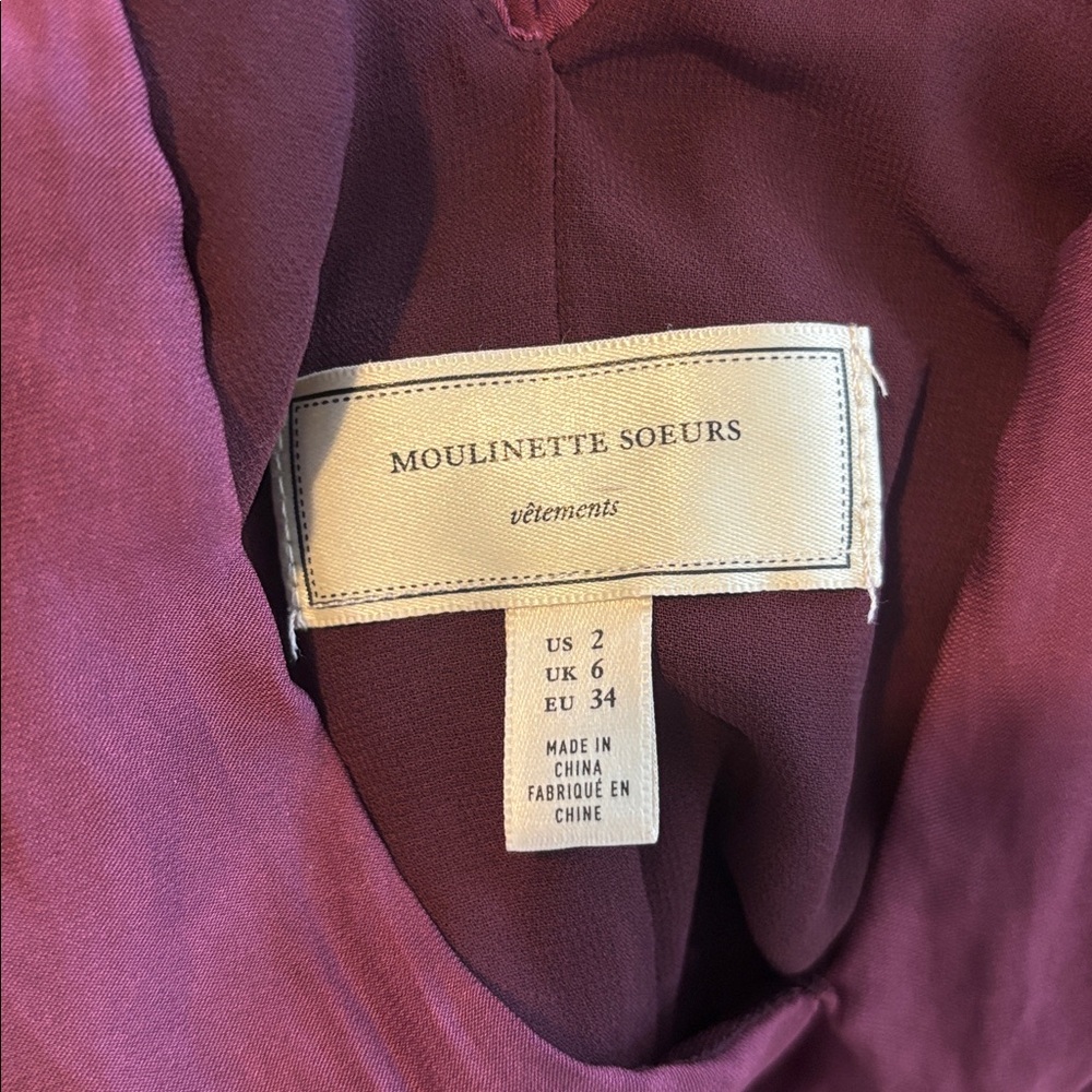 Anthropologie Moulinette Soeurs Plum Smocked Halter Midi Dress Size 2 - Picture 3 of 8